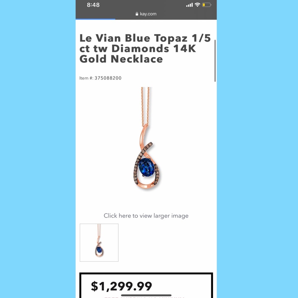 Le Vian Blue Topaz ct tw Diamond Gold Necklace